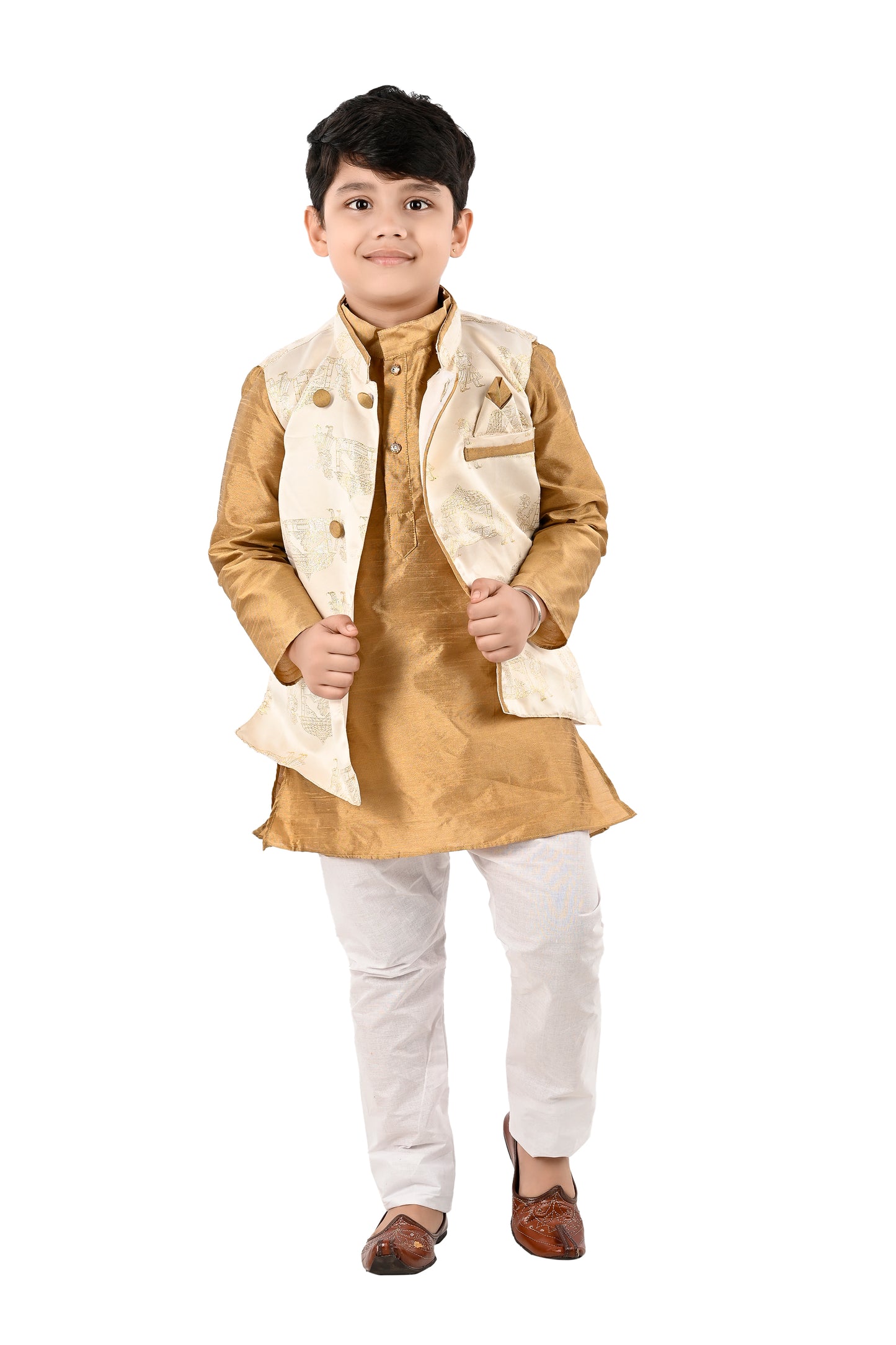 NEW GEN BOYS STYLISH JACKET KURTA AND PAJAMA