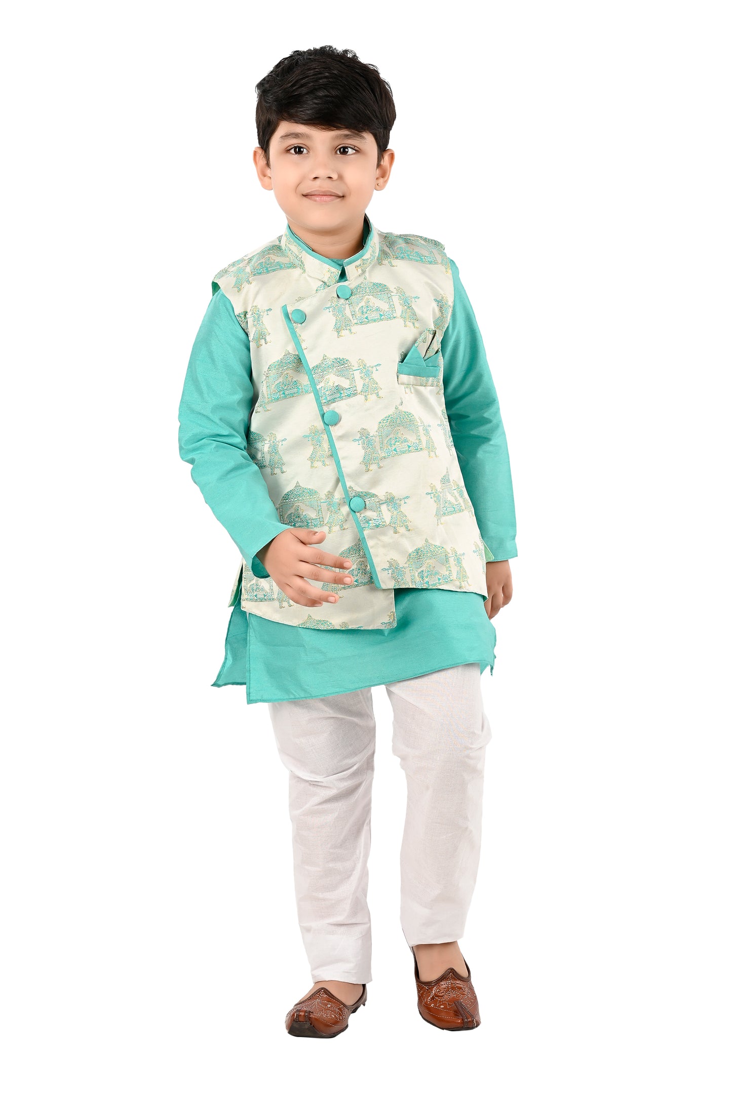 NEW GEN BOYS STYLISH JACKET KURTA AND PAJAMA