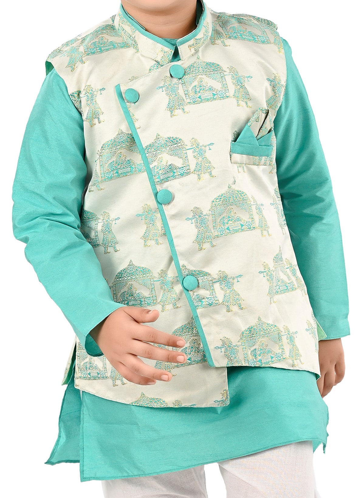 NEW GEN BOYS STYLISH JACKET KURTA AND PAJAMA