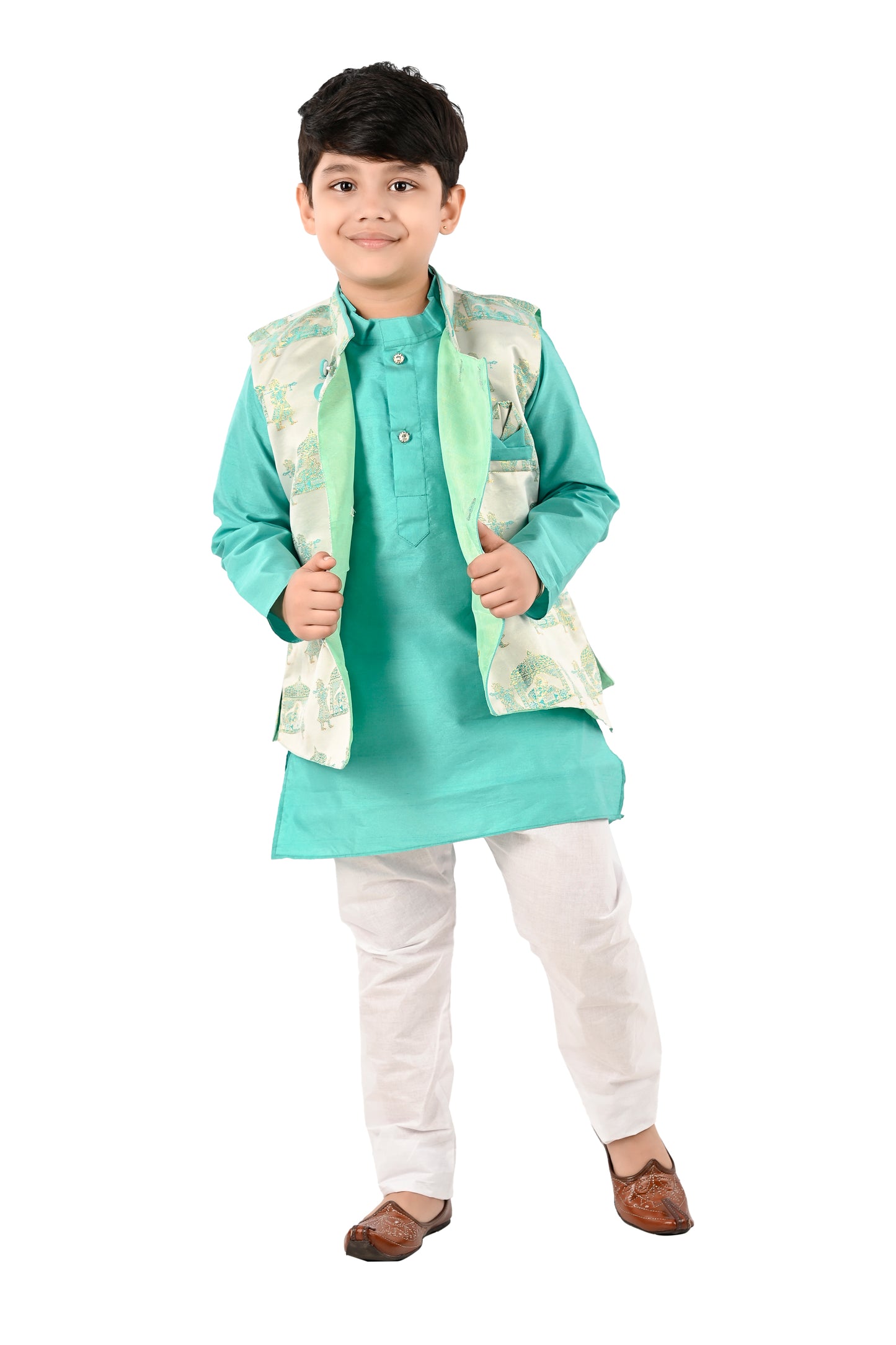 NEW GEN BOYS STYLISH JACKET KURTA AND PAJAMA