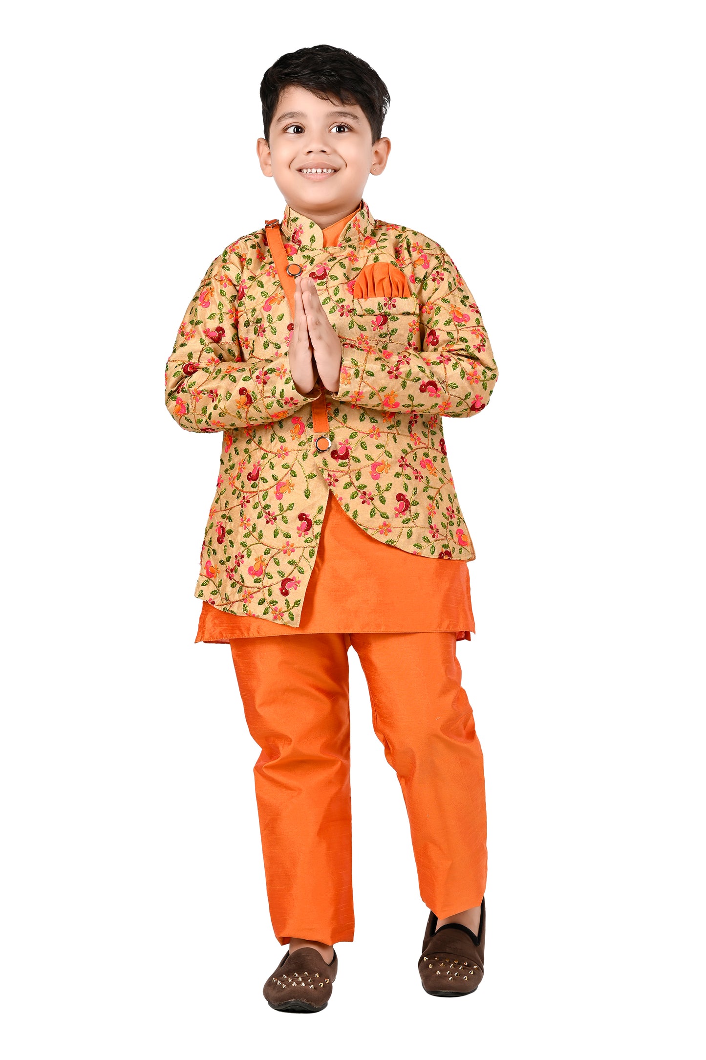 NEW GEN BOYS EMBROIDERED PRINCE SUIT WITH KURTA AND PAJAMA