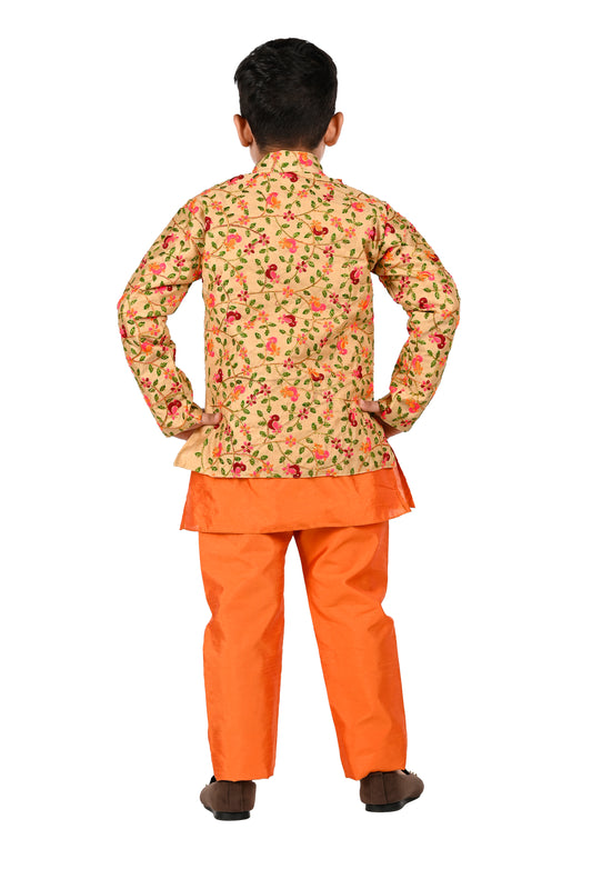 NEW GEN BOYS EMBROIDERED PRINCE SUIT WITH KURTA AND PAJAMA