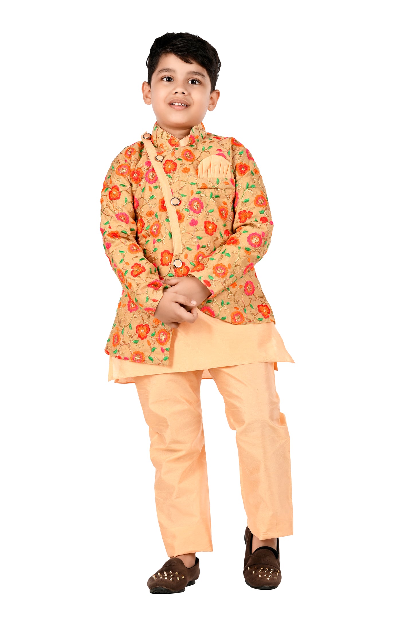 NEW GEN BOYS EMBROIDERED PRINCE SUIT WITH KURTA AND PAJAMA