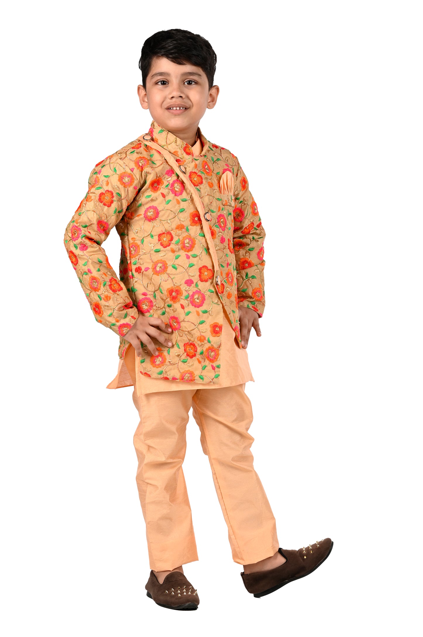 NEW GEN BOYS EMBROIDERED PRINCE SUIT WITH KURTA AND PAJAMA