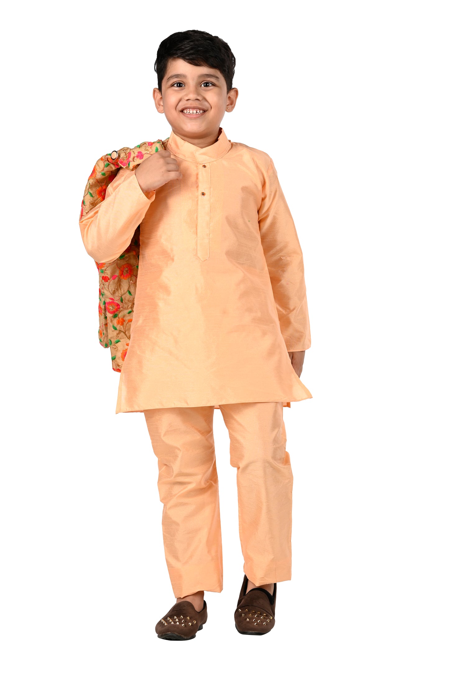 NEW GEN BOYS EMBROIDERED PRINCE SUIT WITH KURTA AND PAJAMA