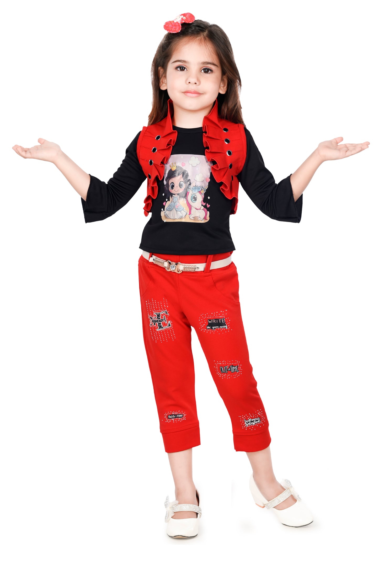 NEW GEN GIRLS FULL SLEEVE TOP,WAIST COAT AND STYLISH PANT