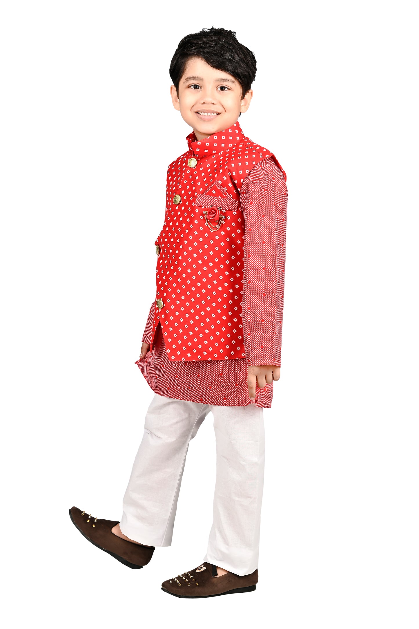 NEW GEN BOY'S STYLISH JACKET KURTA AND PAJAMA SET