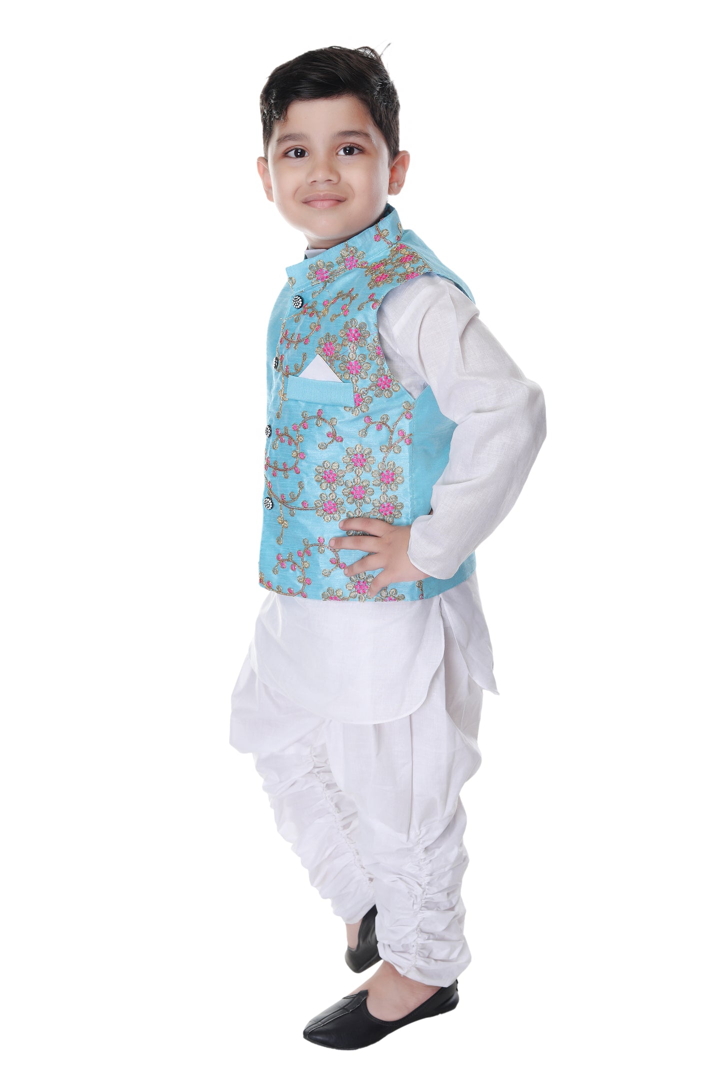 NEW GEN Boy's Jacket Kurta Set